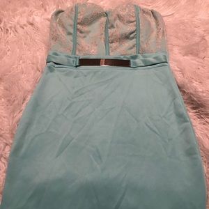 Teal green halter top dress